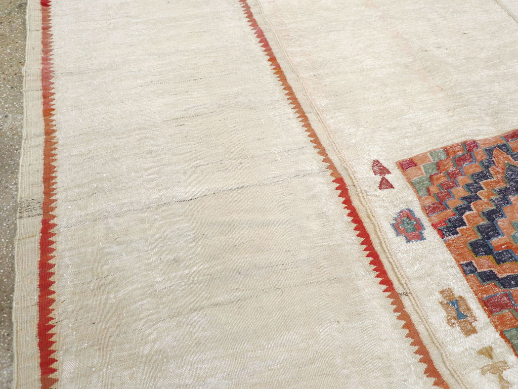 Vintage Persian Flatweave Kilim Small Square Room Size Carpet, No.25245 - Gss