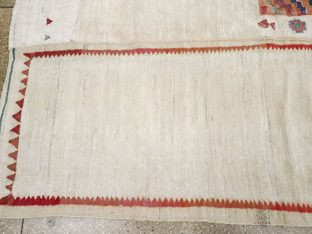 Vintage Persian Flatweave Kilim Small Square Room Size Carpet, No.25245 - Gss