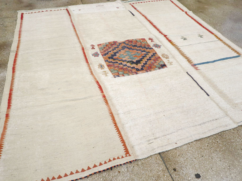 Vintage Persian Flatweave Kilim Small Square Room Size Carpet, No.25245 - Gss