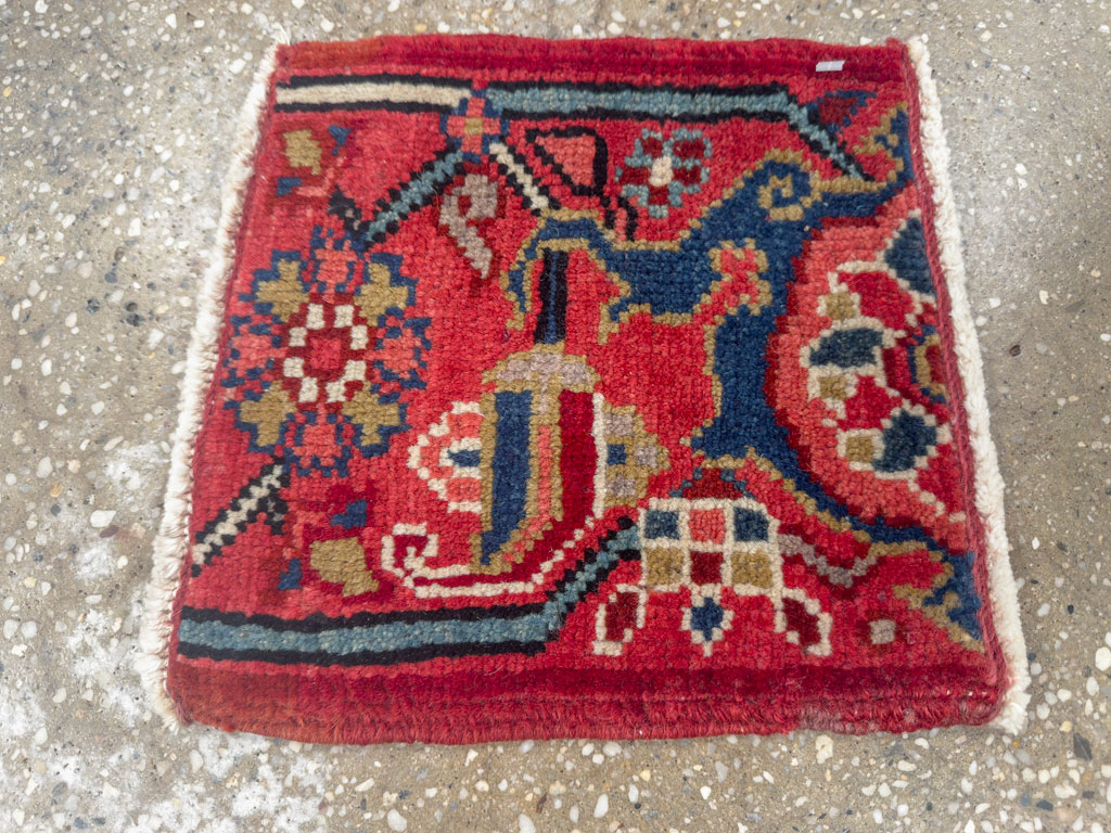Vintage Persian Heriz Square Throw Rug, No.25250 - Gss