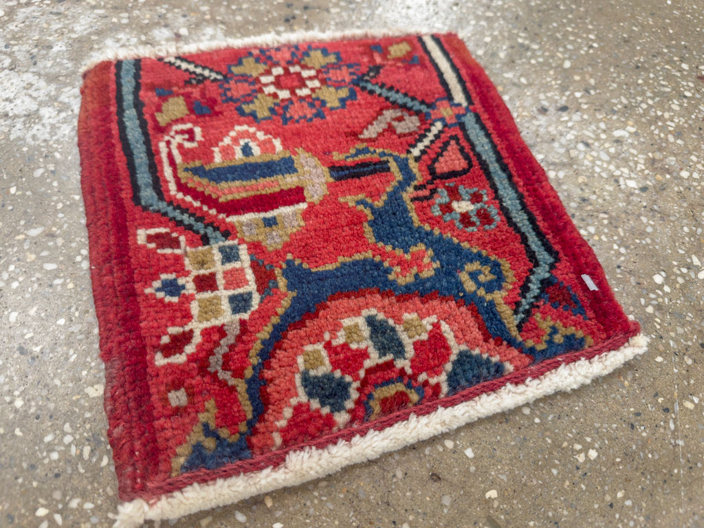 Vintage Persian Heriz Square Throw Rug, No.25250 - Gss
