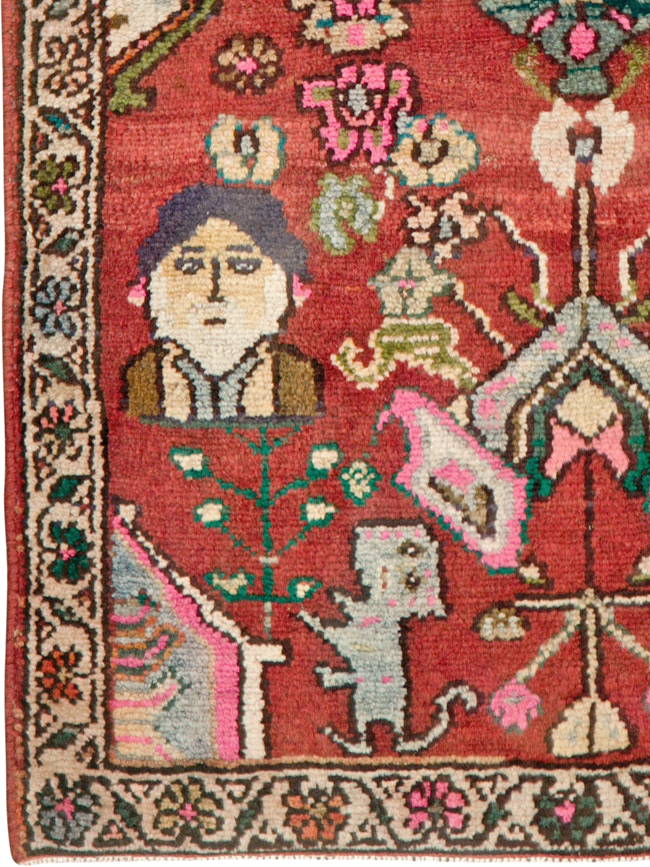 Vintage Hamadan Pictorial Rug, No.25260 - Gss