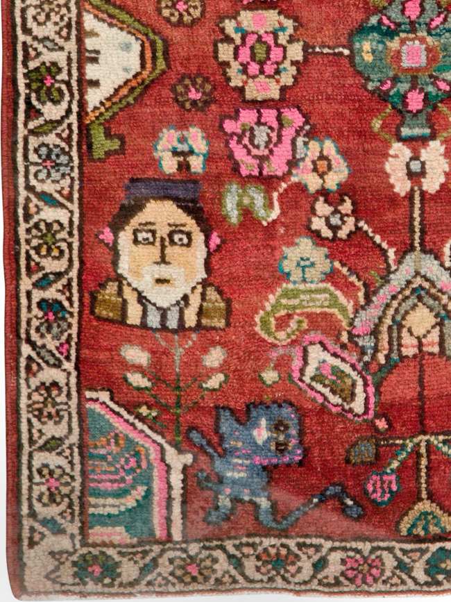 Vintage Hamadan Pictorial Rug, No.25260 - Gss