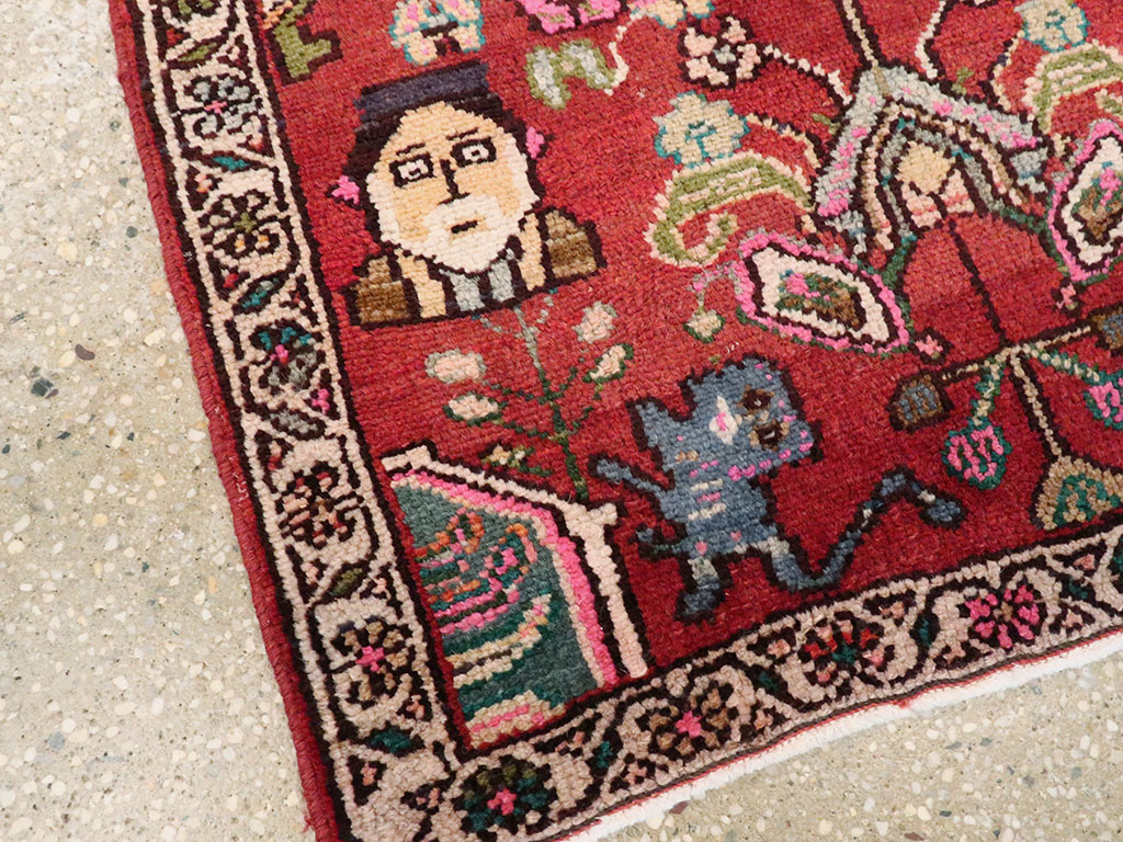 Vintage Hamadan Pictorial Rug, No.25260 - Gss