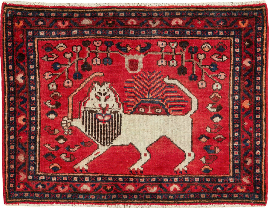 Vintage Persian Hamadan Pictorial Rug (Pair: 1 of 2), No.25261 - Gss