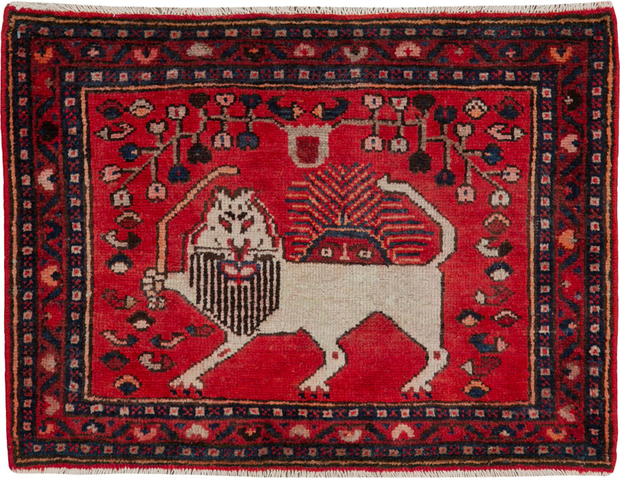 Vintage Persian Hamadan Pictorial Rug (Pair: 1 of 2), No.25261 - Gss