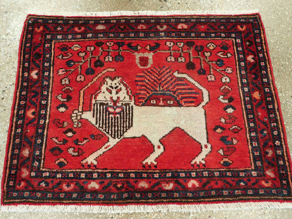 Vintage Persian Hamadan Pictorial Rug (Pair: 1 of 2), No.25261 - Gss