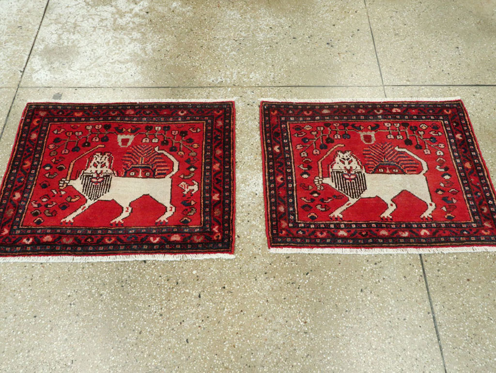 Vintage Persian Hamadan Pictorial Rug (Pair: 1 of 2), No.25261 - Gss