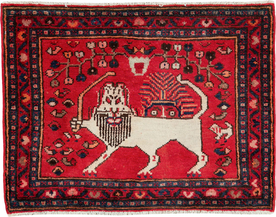 Vintage Persian Hamadan Pictorial Rug (Pair: 2 of 2), No.25262 - Gss