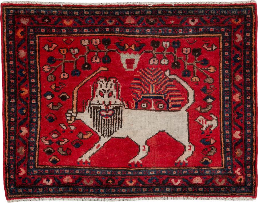 Vintage Persian Hamadan Pictorial Rug (Pair: 2 of 2), No.25262 - Gss