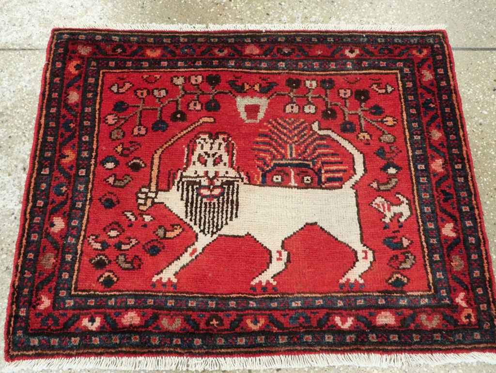 Vintage Persian Hamadan Pictorial Rug (Pair: 2 of 2), No.25262 - Gss