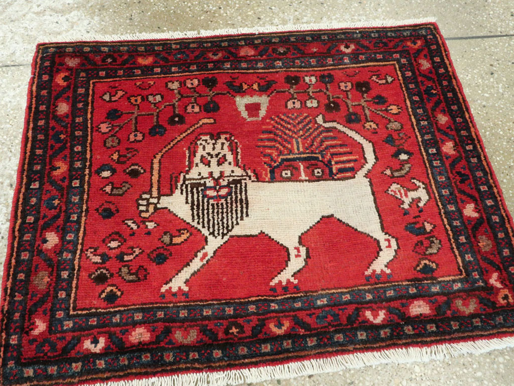 Vintage Persian Hamadan Pictorial Rug (Pair: 2 of 2), No.25262 - Gss