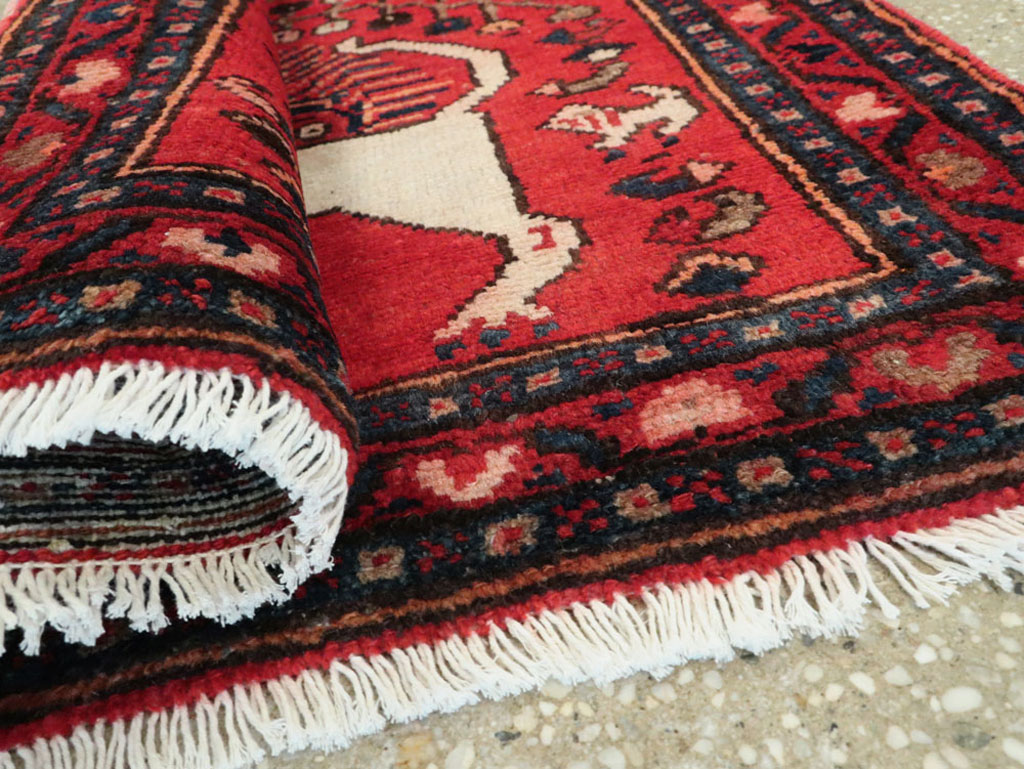 Vintage Persian Hamadan Pictorial Rug (Pair: 2 of 2), No.25262 - Gss