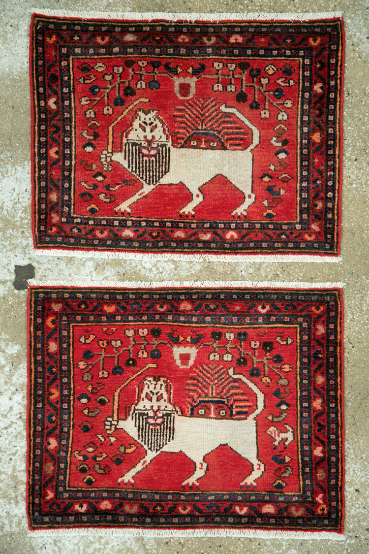Vintage Persian Hamadan Pictorial Rug (Pair: 2 of 2), No.25262 - Gss