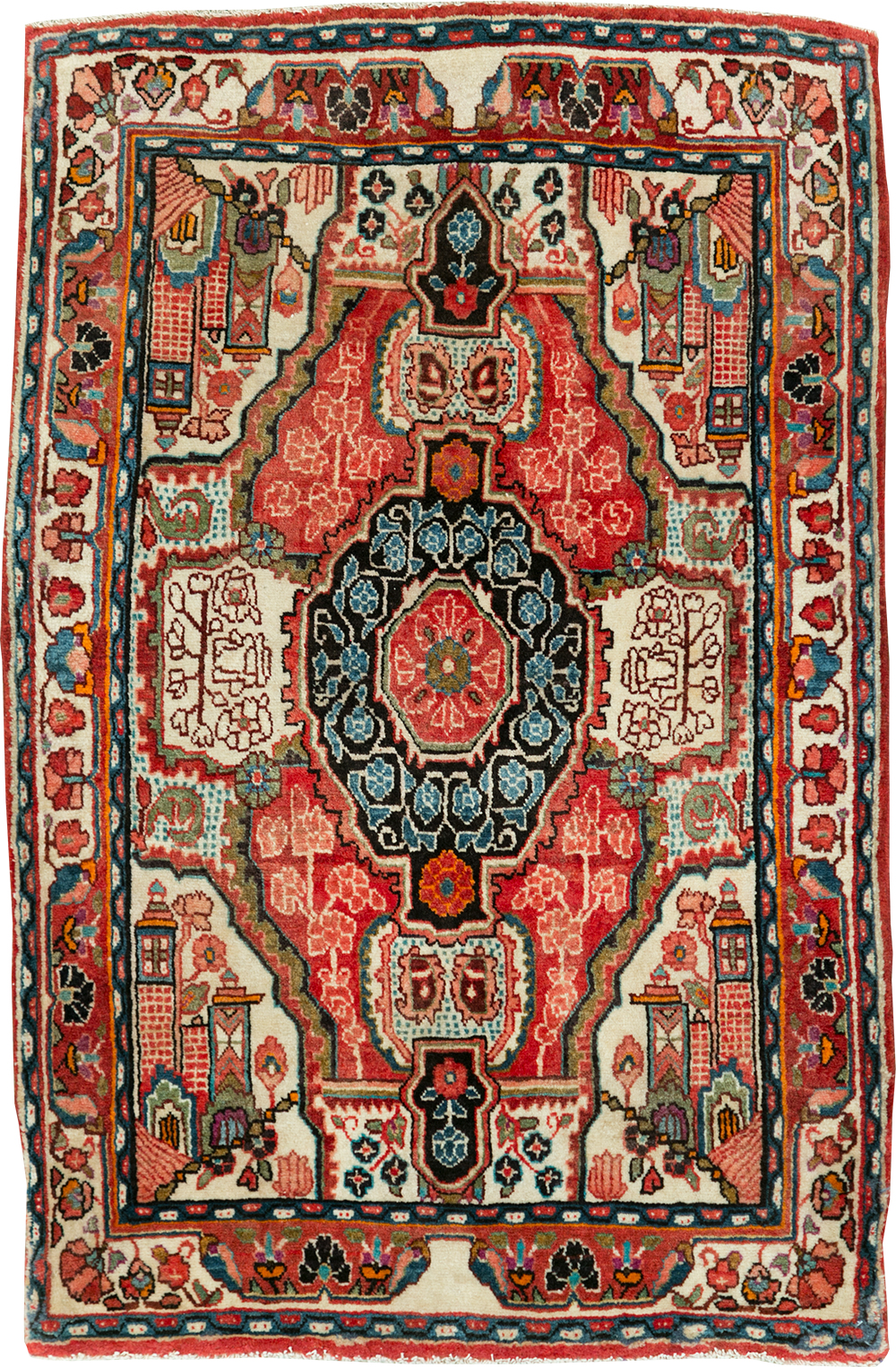 Vintage Persian Sarouk Throw Rug, No.25324 - Gss