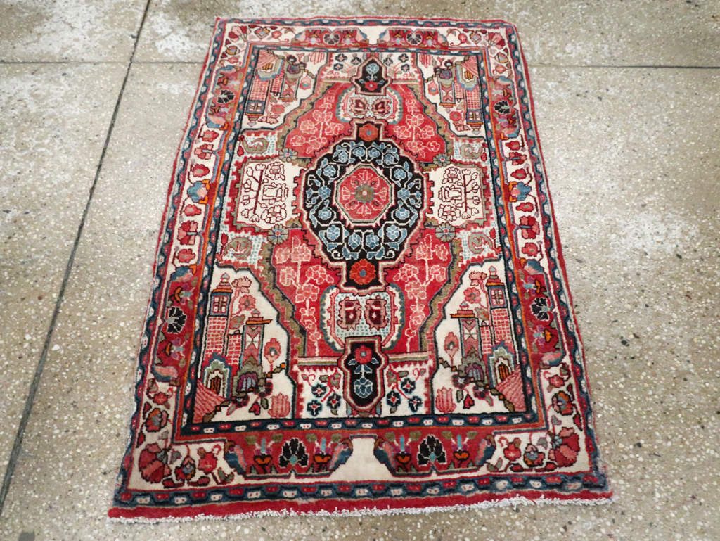 Vintage Persian Sarouk Throw Rug, No.25324 - Gss