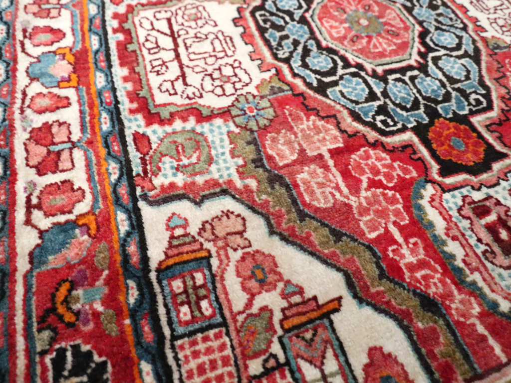 Vintage Persian Sarouk Throw Rug, No.25324 - Gss
