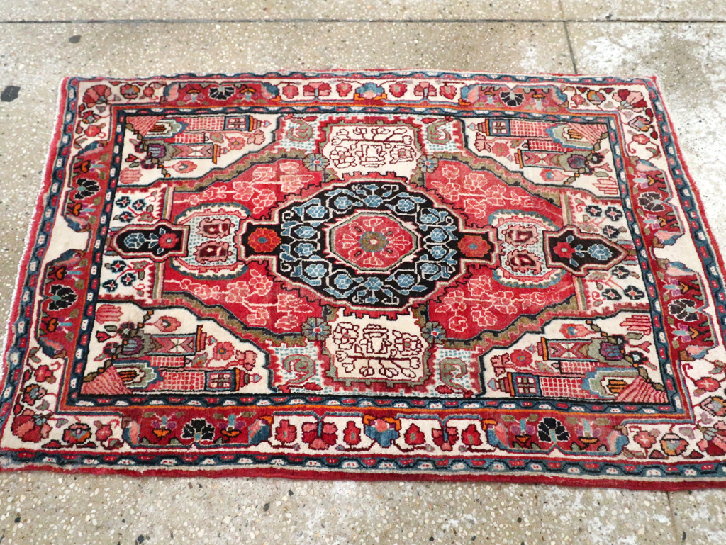 Vintage Persian Sarouk Throw Rug, No.25324 - Gss
