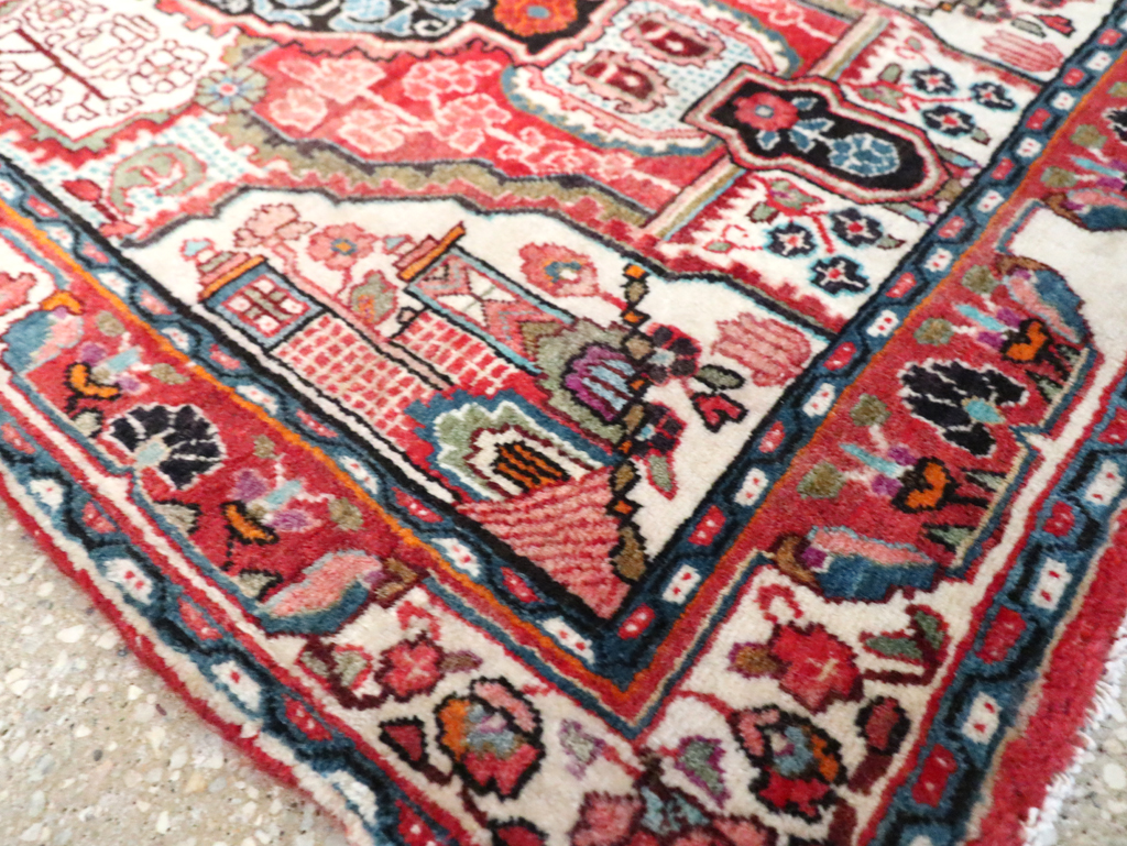 Vintage Persian Sarouk Throw Rug, No.25324 - Gss
