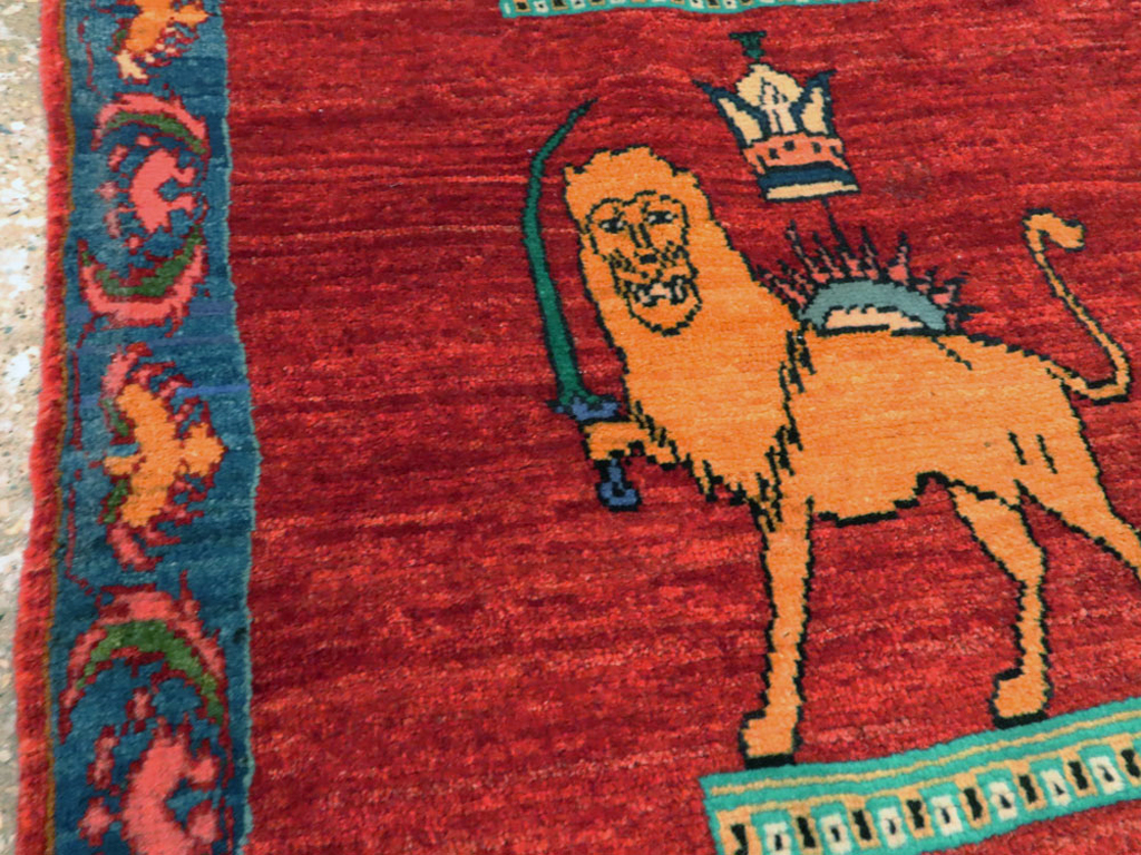 Vintage Persian Qashqai Pictorial Rug, No.25326 - Gss