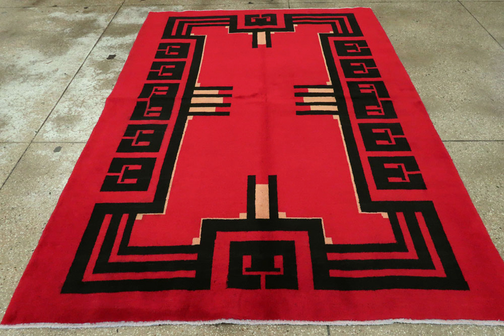Vintage Persian Mashad Art Deco Rug Inspired By Edward McKnight Kauffer, No.25350 - Gss