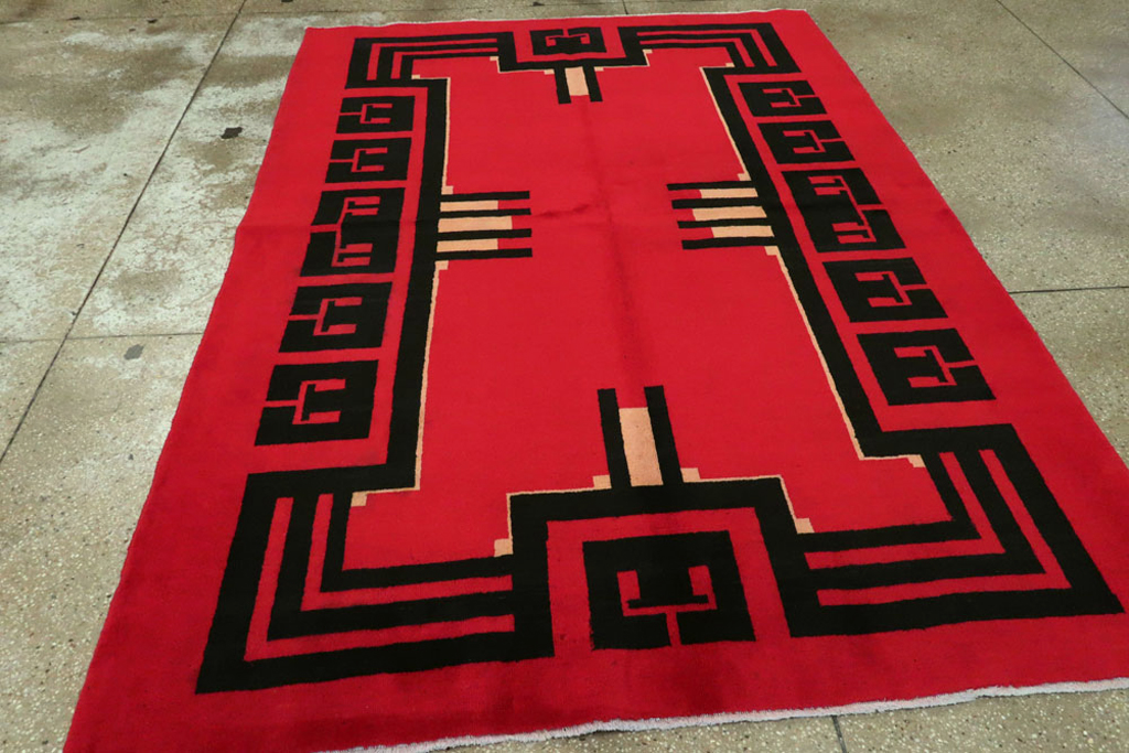 Vintage Persian Mashad Art Deco Rug Inspired By Edward McKnight Kauffer, No.25350 - Gss
