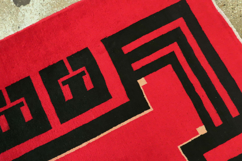 Vintage Persian Mashad Art Deco Rug Inspired By Edward McKnight Kauffer, No.25350 - Gss