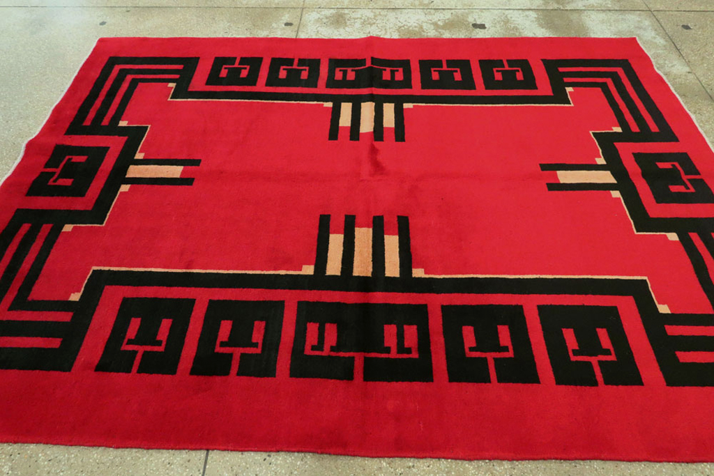 Vintage Persian Mashad Art Deco Rug Inspired By Edward McKnight Kauffer, No.25350 - Gss