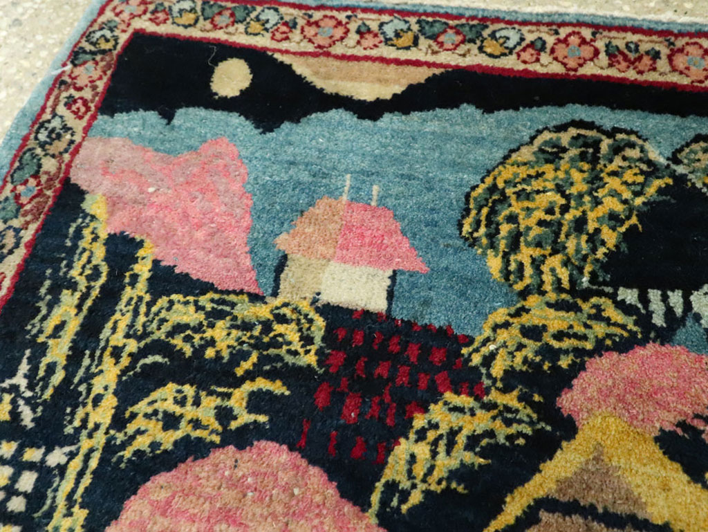 Vintage Persian Kerman Pictorial Rug, No.25357 - Gss