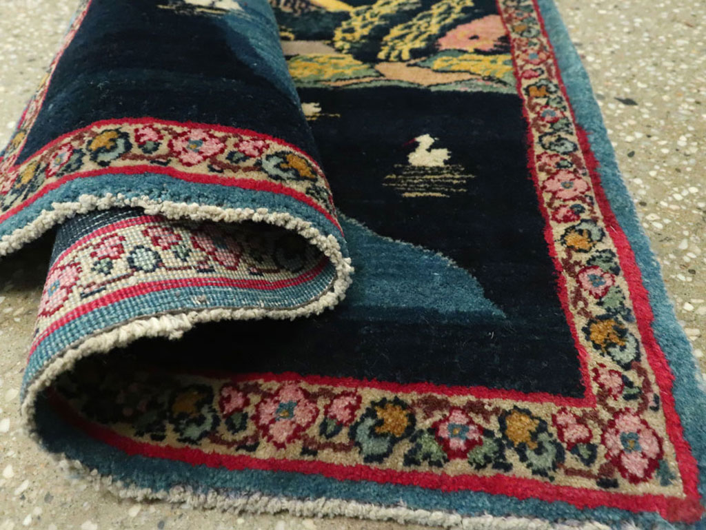 Vintage Persian Kerman Pictorial Rug, No.25357 - Gss