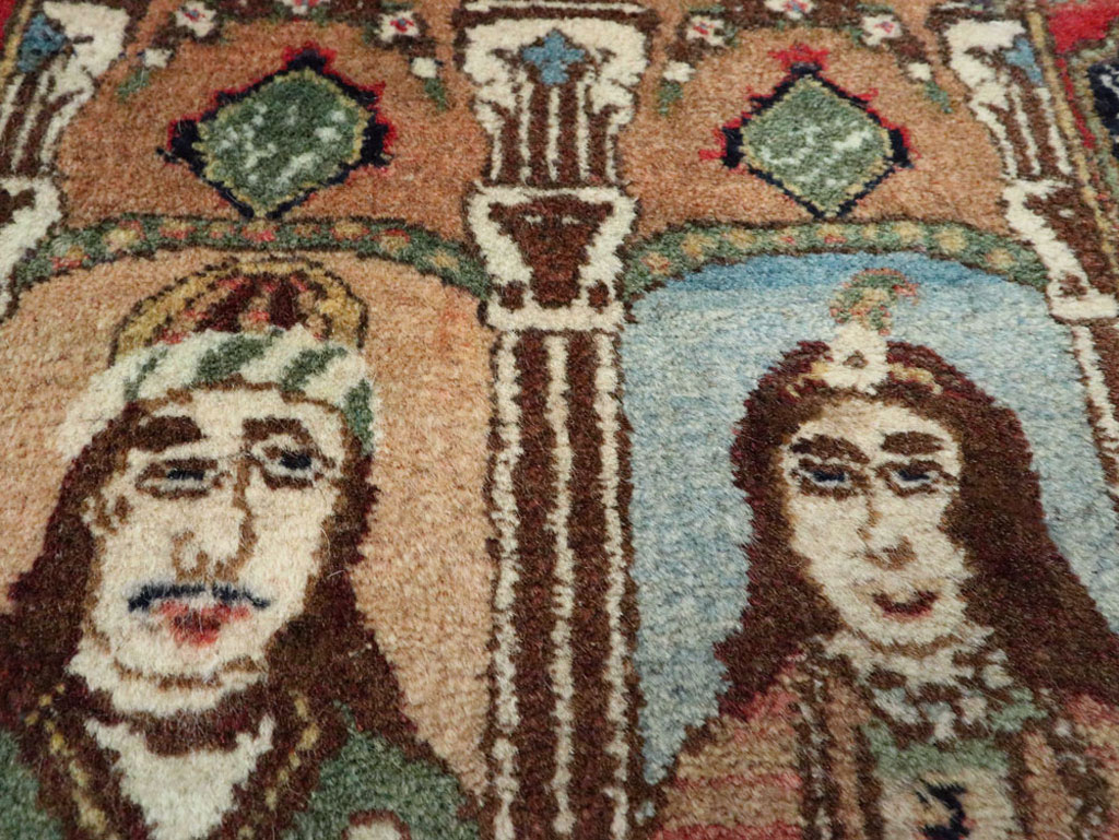 Vintage Persian Tabriz Pictorial Rug, No.25358 - Gss