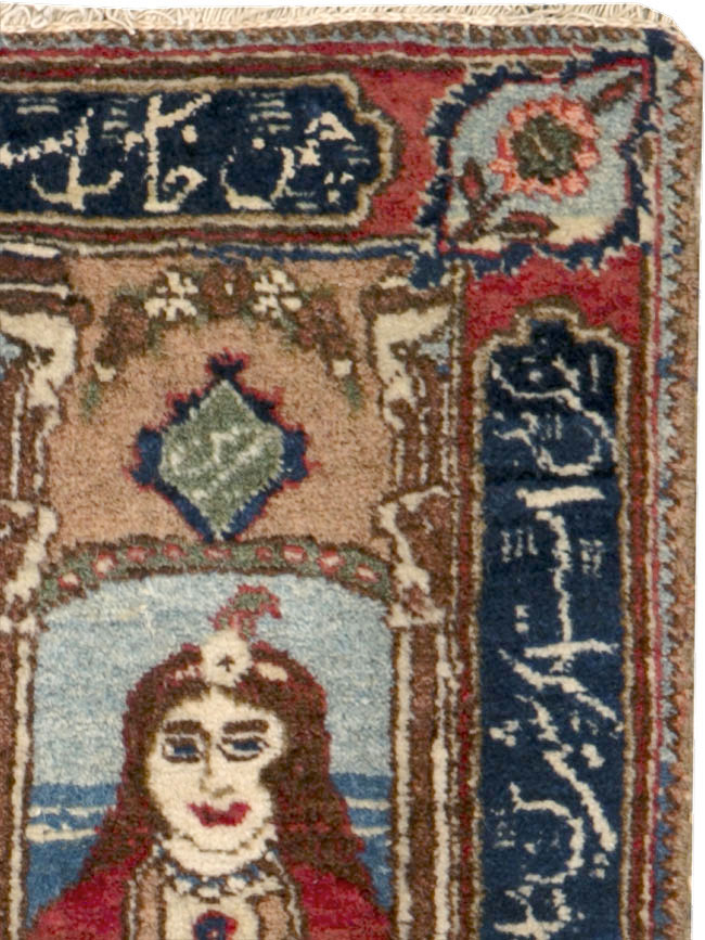 Vintage Persian Tabriz Pictorial Rug, No.25359 - Gss