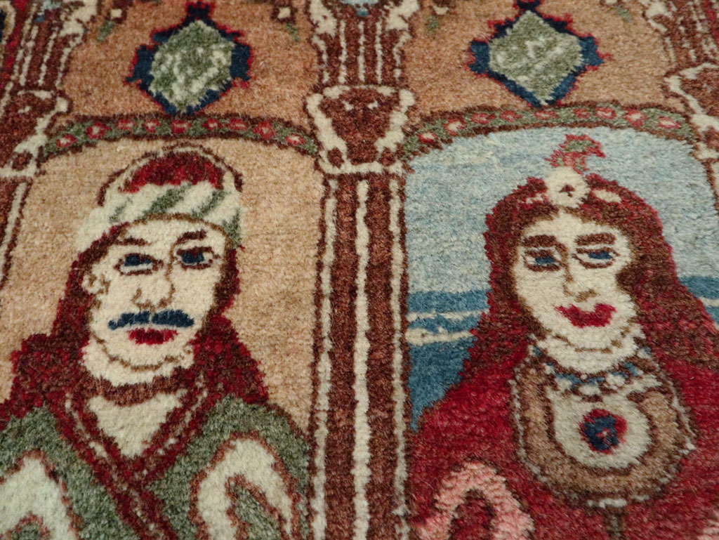 Vintage Persian Tabriz Pictorial Rug, No.25359 - Gss