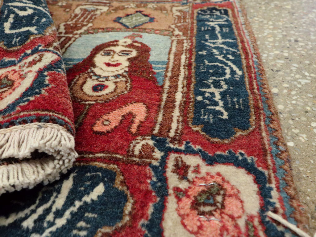 Vintage Persian Tabriz Pictorial Rug, No.25359 - Gss