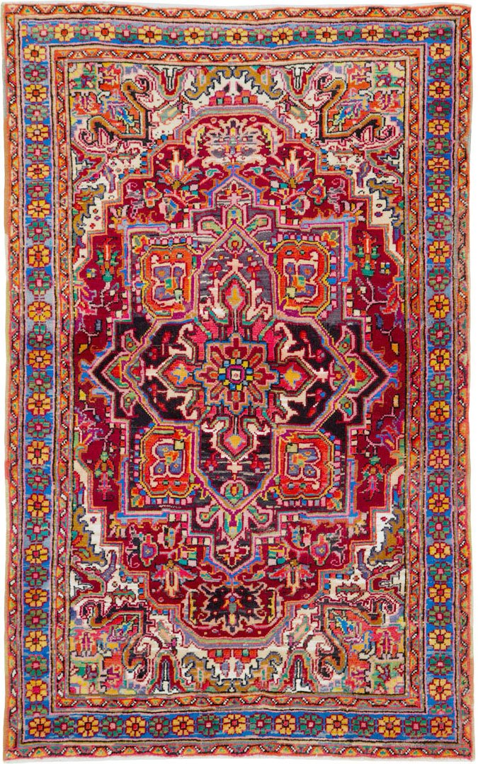 Vintage Persian Heriz Throw Rug (Pair: 1 of 2), No.25376 - Gss