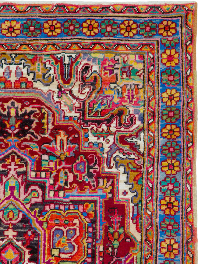 Vintage Persian Heriz Throw Rug (Pair: 1 of 2), No.25376 - Gss