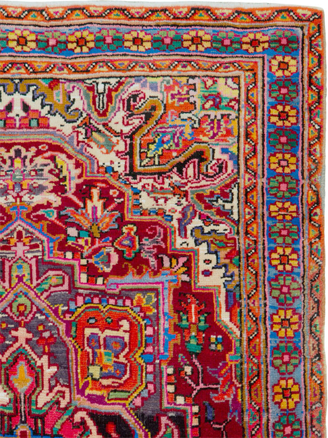 Vintage Persian Heriz Throw Rug (Pair: 1 of 2), No.25376 - Gss