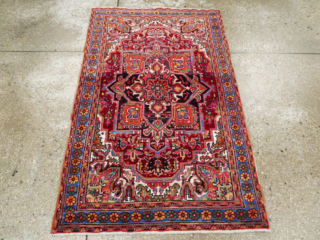 Vintage Persian Heriz Throw Rug (Pair: 1 of 2), No.25376 - Gss