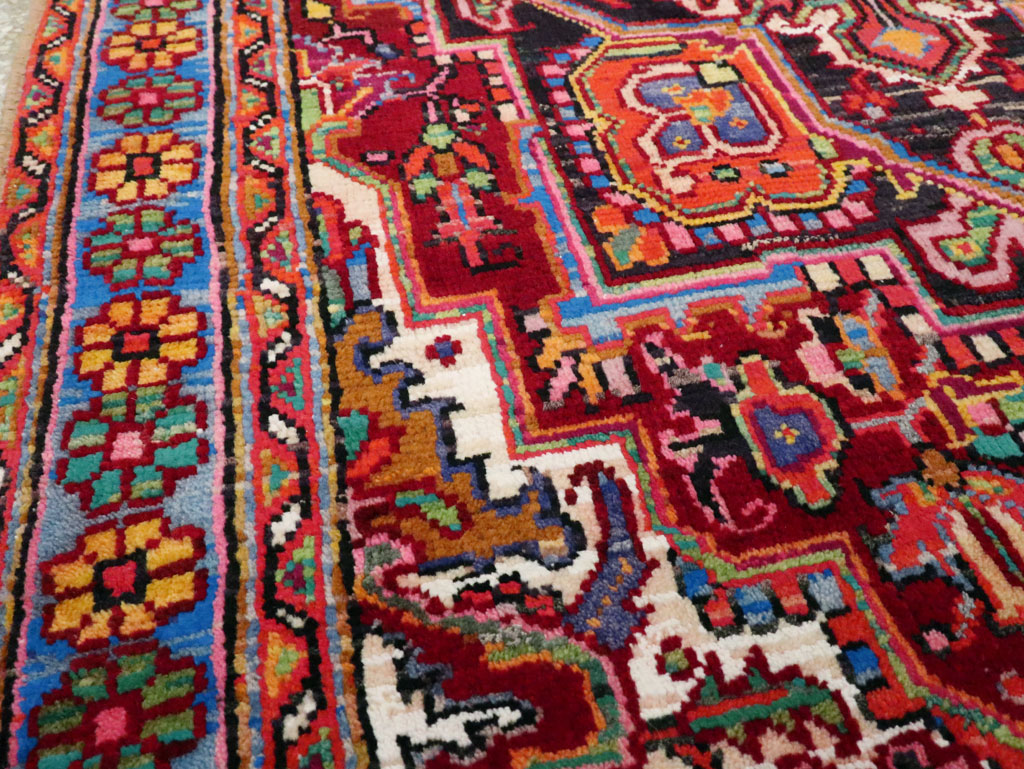 Vintage Persian Heriz Throw Rug (Pair: 1 of 2), No.25376 - Gss