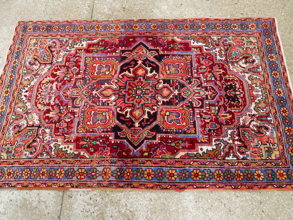 Vintage Persian Heriz Throw Rug (Pair: 1 of 2), No.25376 - Gss
