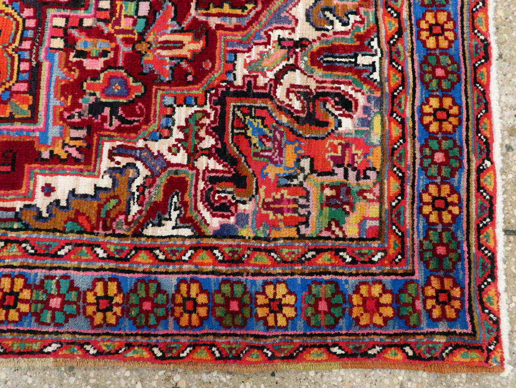 Vintage Persian Heriz Throw Rug (Pair: 1 of 2), No.25376 - Gss