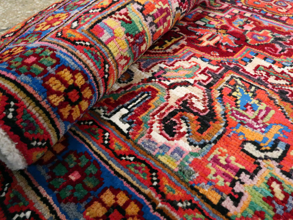 Vintage Persian Heriz Throw Rug (Pair: 1 of 2), No.25376 - Gss