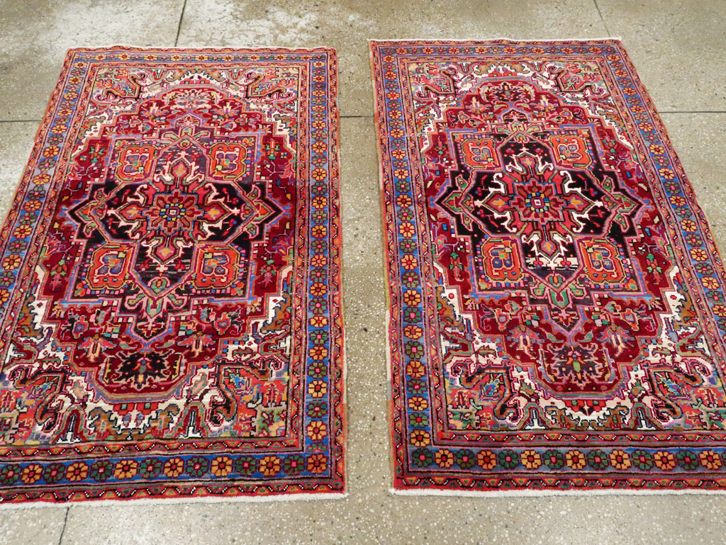 Vintage Persian Heriz Throw Rug (Pair: 1 of 2), No.25376 - Gss