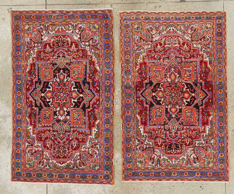Vintage Persian Heriz Throw Rug (Pair: 1 of 2), No.25376 - Gss