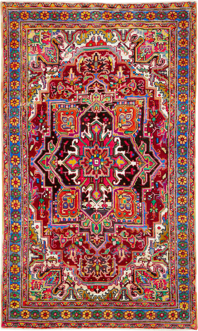 Vintage Persian Heriz Throw Rug (Pair: 2 of 2), No.25377 - Gss