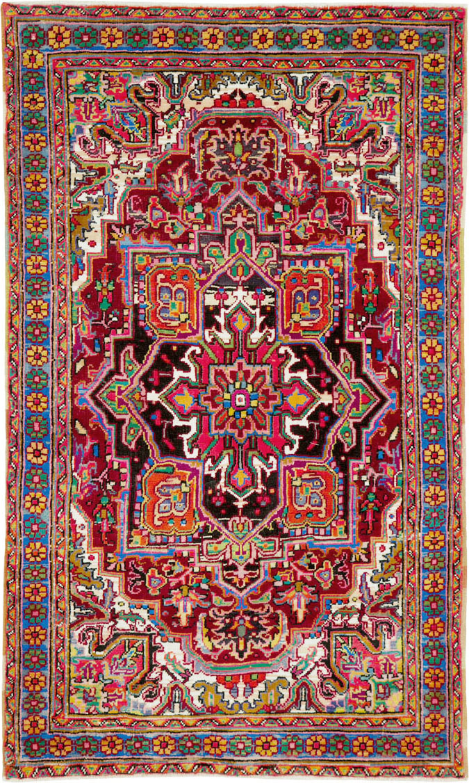Vintage Persian Heriz Throw Rug (Pair: 2 of 2), No.25377 - Gss