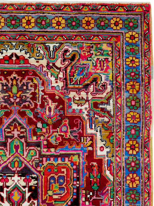 Vintage Persian Heriz Throw Rug (Pair: 2 of 2), No.25377 - Gss