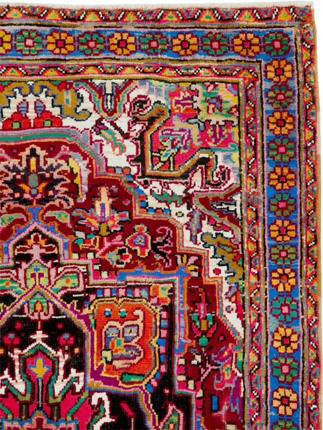 Vintage Persian Heriz Throw Rug (Pair: 2 of 2), No.25377 - Gss