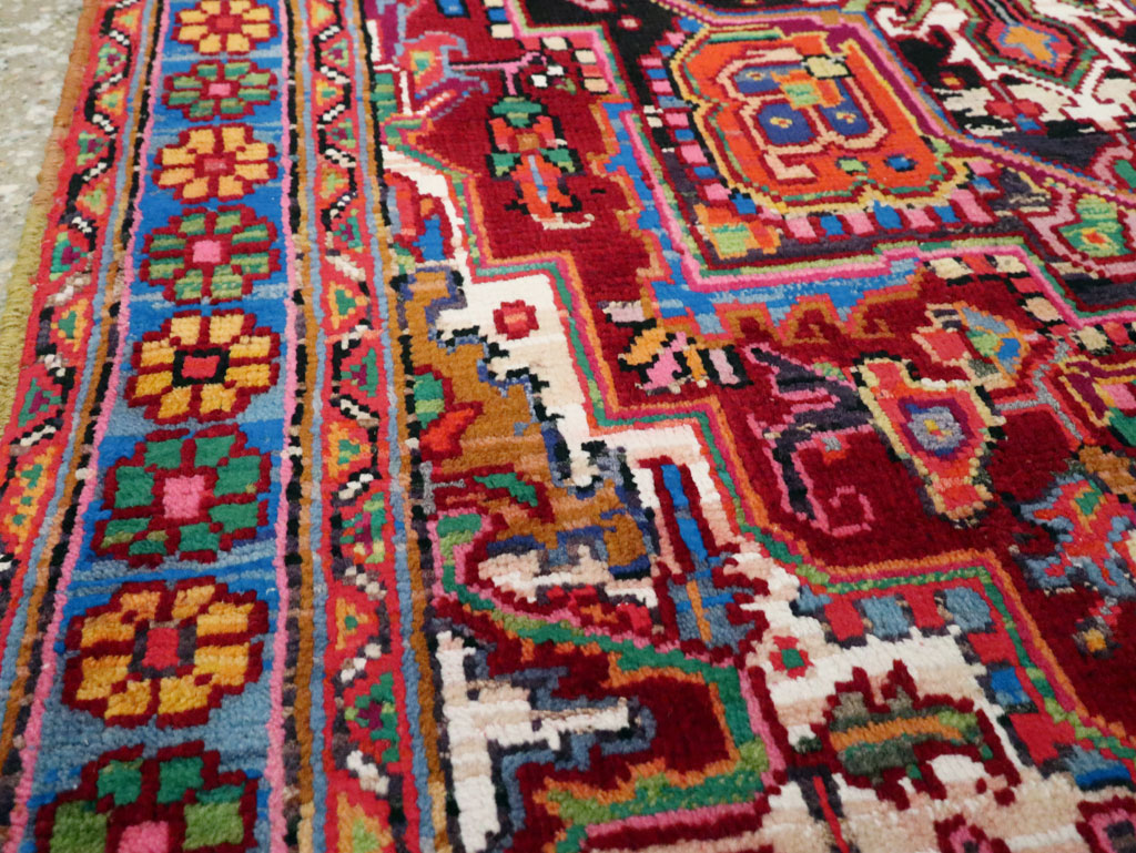 Vintage Persian Heriz Throw Rug (Pair: 2 of 2), No.25377 - Gss