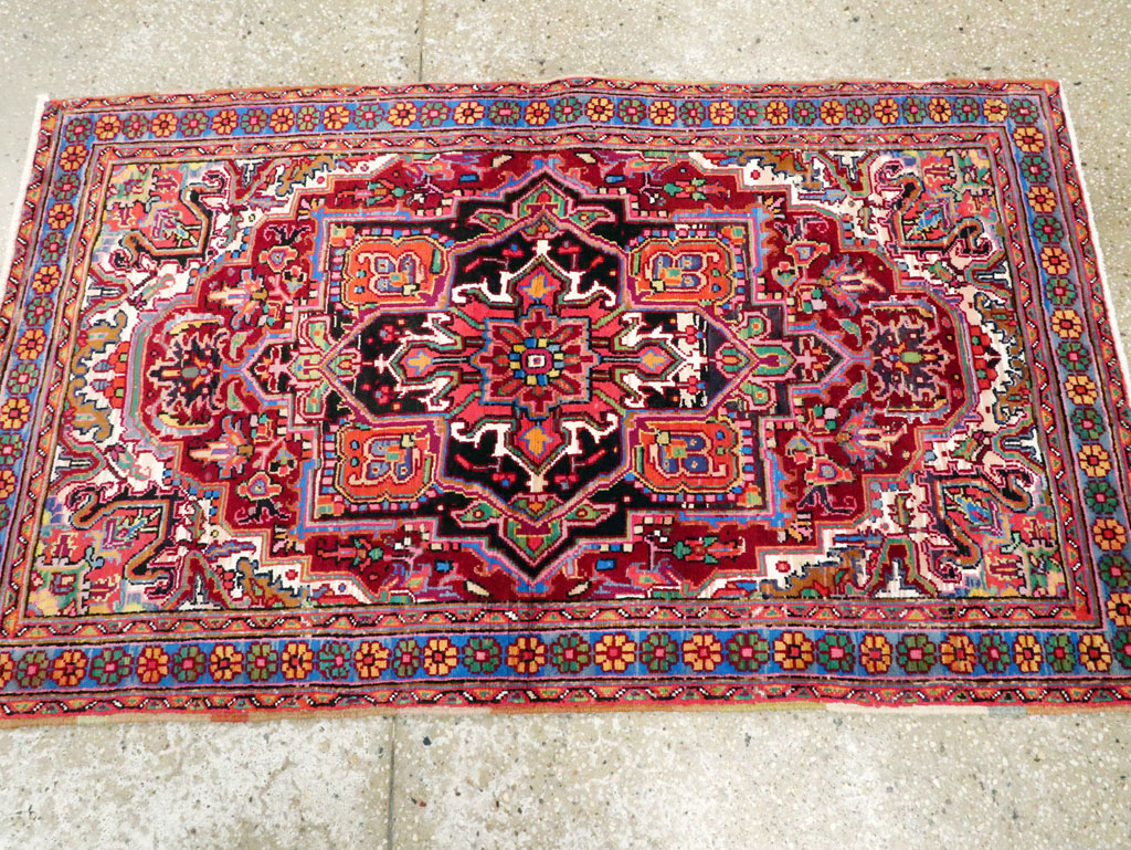Vintage Persian Heriz Throw Rug (Pair: 2 of 2), No.25377 - Gss
